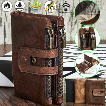 

New High Quality Wallet Men Leather Short Wallet Zipper Wallet Men Coin Bag