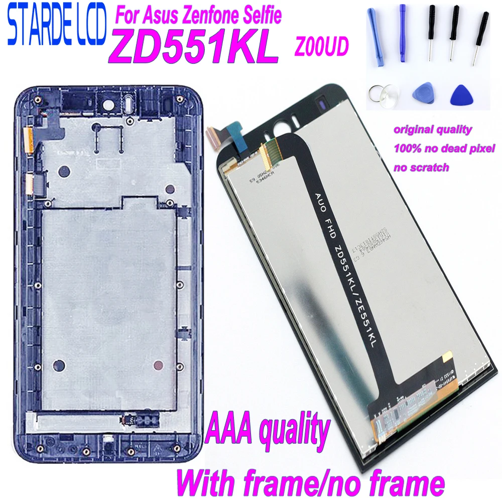 

STARDE 5.5''LCD for Asus Zenfone Selfie ZD551KL LCD Display Touch Screen Digitizer Assembly with Frame ZOOUD LCD with Free Tools