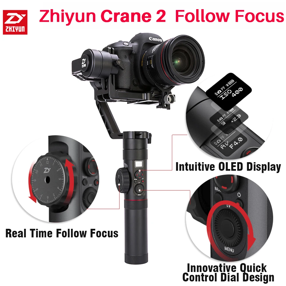 Zhiyun официальный кран 2 ручной Камера стабилизатор 3 осное для всех моделей DSLR
