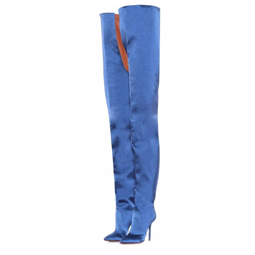 Arden Furtado/Коллекция года; сезон весна-осень; женские брюки на высоком каблуке 12 см; модные оранжевые ботинки; цвет синий, красный, оранжевый; атласная Тканевая обувь