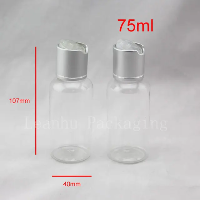 75ml transparent empty lotion cream plastic bottles cap travel size bottle size