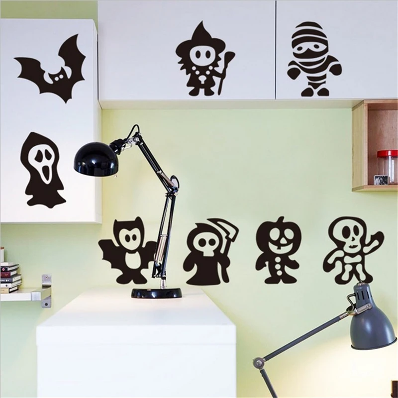 1pcs halloween pattern diy vinyl wall stickers for kids rooms wall decor sofa background muurstickers wallpaper