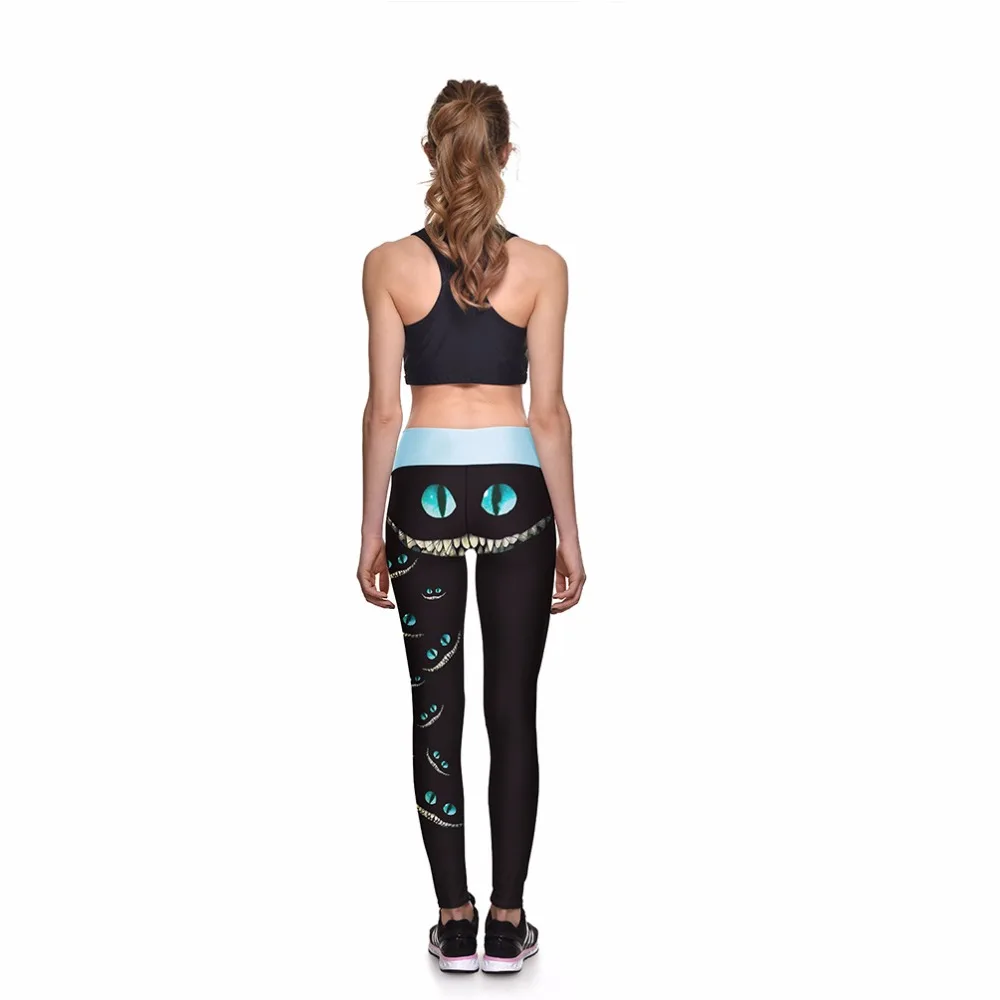 [You're My Secret] Halloween Women Leggings High Waist Silm Fitness Leggins Alice In Wonderland Smile Cat Digital Print Pants seamless leggings