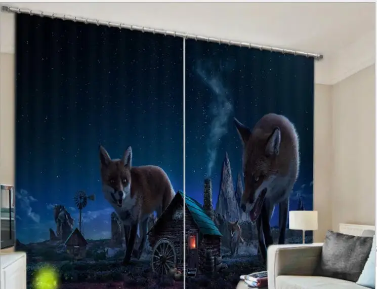 New Modern Blackout Window Curtain Wolf Tiger Dinosaur 3d Curtains