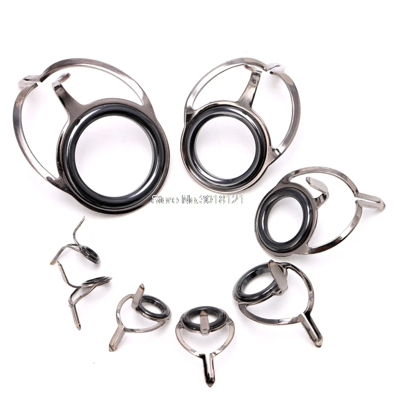 

8Pcs 6# - 30# Stainless Steel Eye Rings Fishing Rod Guides Tips Line Repair Kit Drop ship