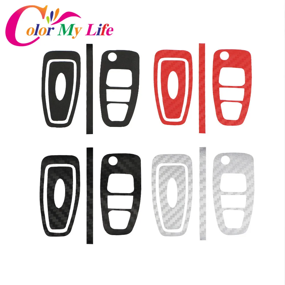 

Color My Life Carbon Fiber Car Key Protection Cover Trim Sticker Case for Ford Focus 3 4 MK3 MK4 Ranger Kuga Escape Folded Key