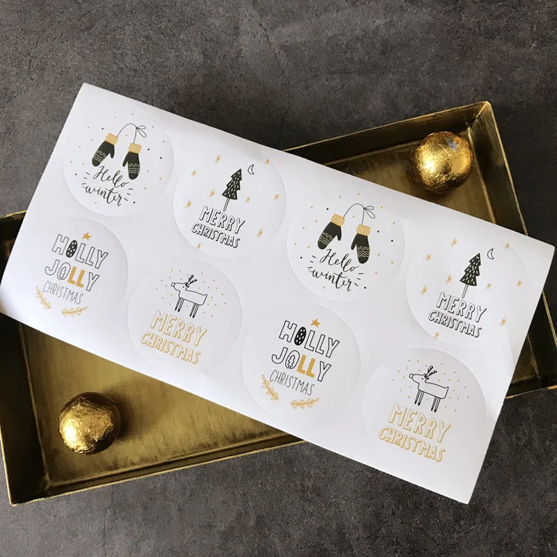 2017 white Merry Christmas cookie candy bag seal label gift packing stickers dessert box sealing