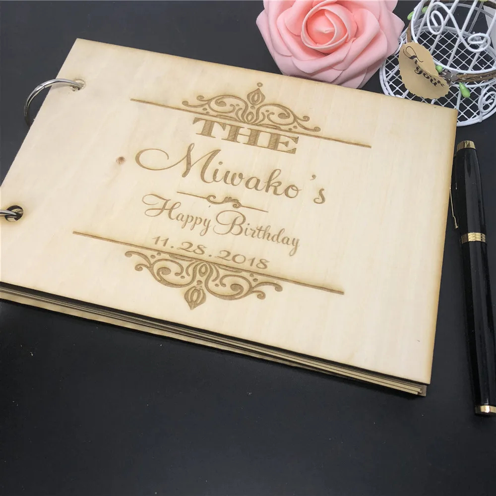 

Baby's Happy Birthday Party Guest Book Personalized Wooden Birthday Signature Guestbook Unique Party Favor Gifts