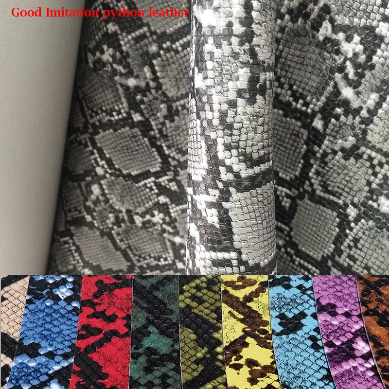 

Good Black /19colours Imitation Python Faux PU Leather Fabric PU Artificial Leather Fabric Sewing DIY Bag Material 68*50cm 1pc