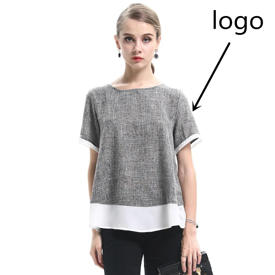 

2019 summer new large size women's round neck short sleeve stitching French brand women's t-shirt Free shipping worldwide