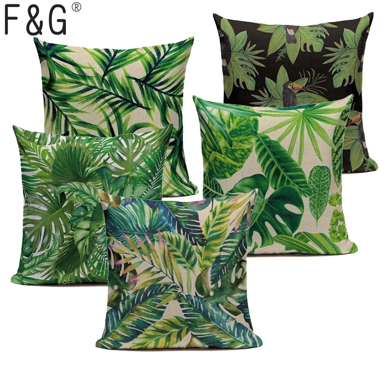 

Fashion High Quality Cotton Linen Africa Tropical Plant Banana Leaf Decorative Throw Pillow Case Cushion Cover Sofa Home Decor