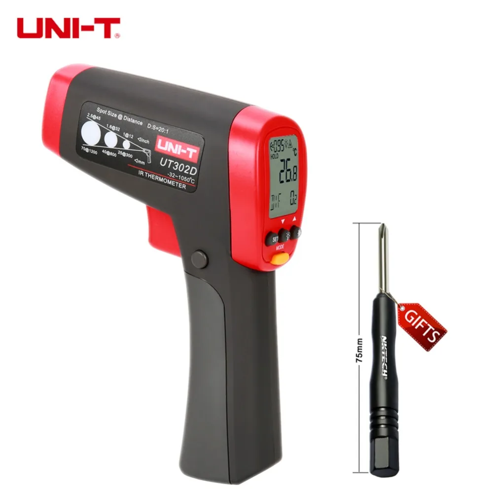 

UNI-T UT302D 20:1 Infrared IR Thermometer Laser Temperature Gun Meter Range -32~1050 Centigrade/-26~1922 Fahrenheit