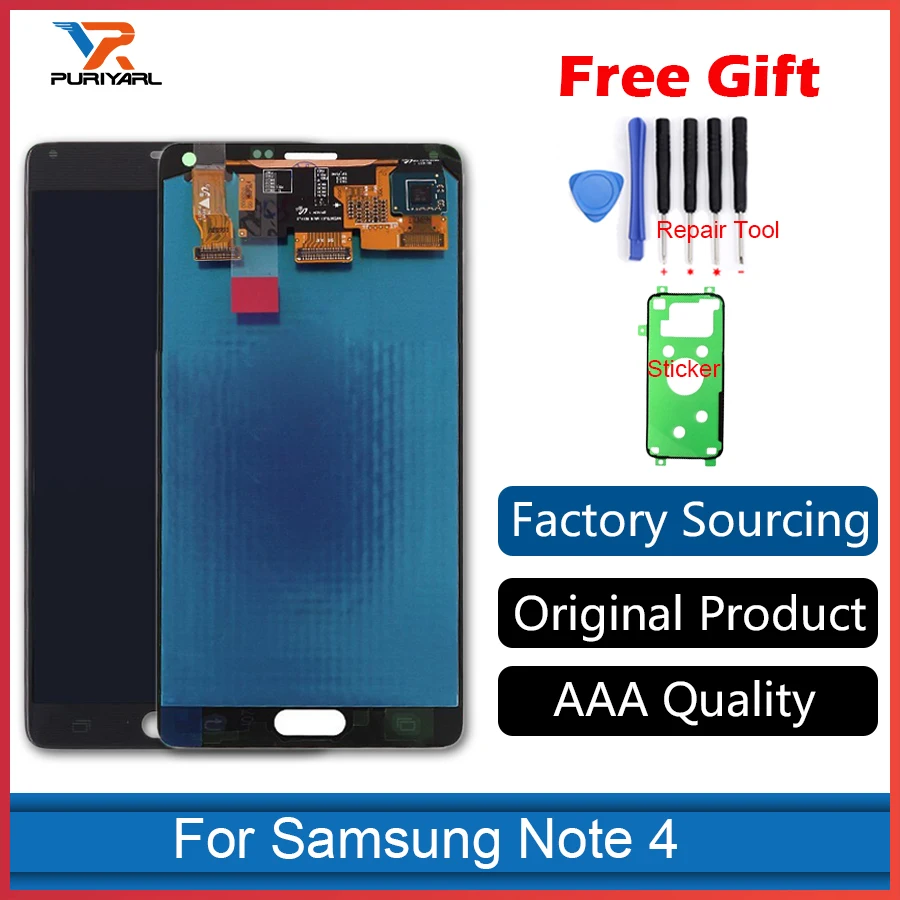 

100% Original Super AMOLED Pantalla For Samsung Galaxy Note 4 N910 N910F LCD Display Screen Touch Screen Assembly Replacement
