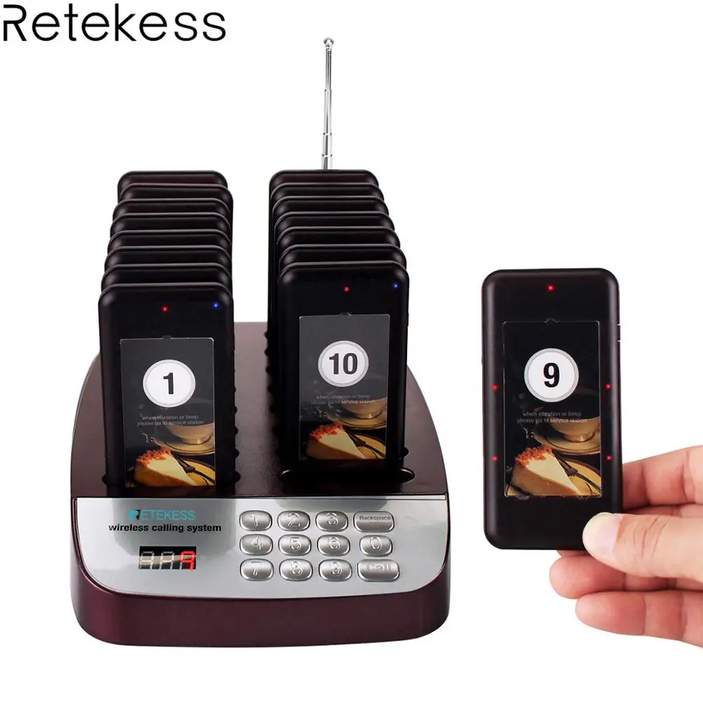 Retekess T113S Restaurant Pager Wireless Paging Queuing System 16 Call