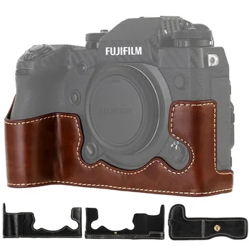 

Ableto PU Leather case Half body set Case cover Grip for FUJIFILM X-H1 XH1 XH-1 FUJI Camera Bag with Battery Opening