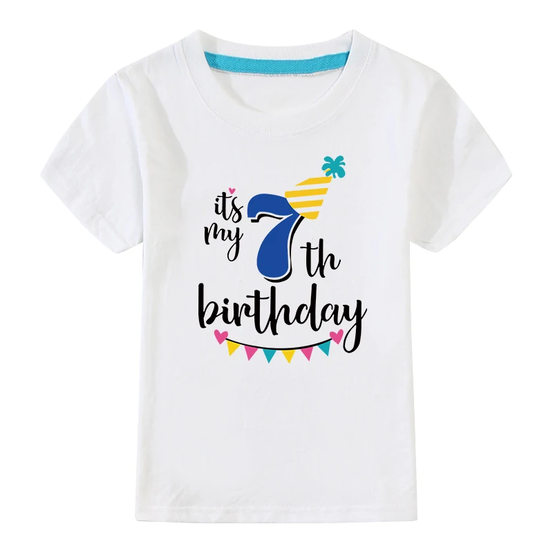 Boys Birthday Shirts 4 Years Summer Cotton T Shirt For Boys Kids Fashion Kids Clothes Cotton Children Clothes Kids White Shirt - Color: White-07