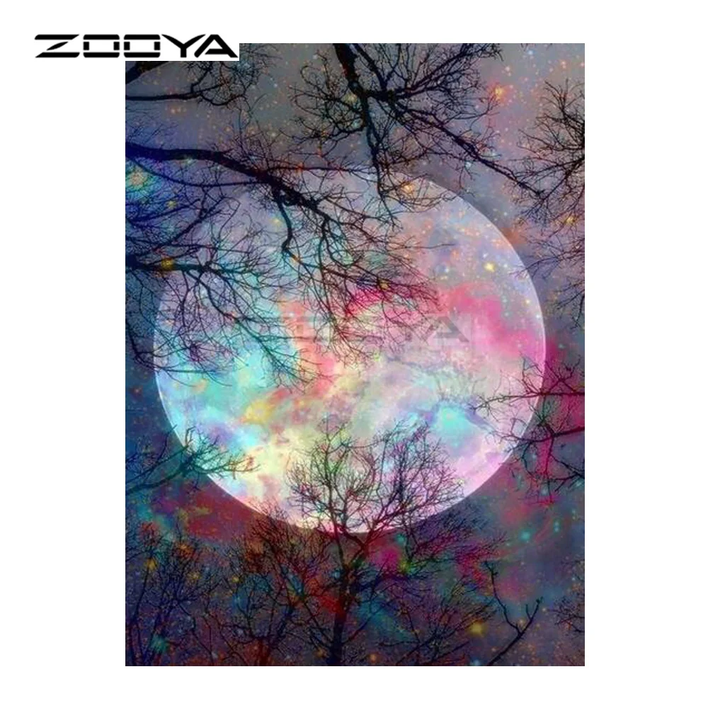 

ZOOYA Diamond Embroidery 5D DIY Diamond Painting Forest Tree Color Moon Diamond Painting Cross Stitch Rhinestone Mosaic BK114