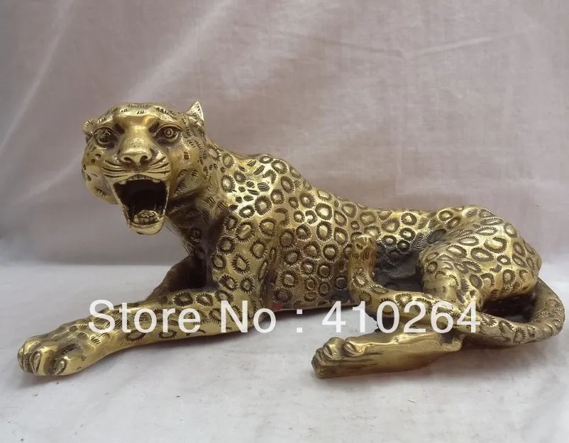 

] Shipping Exquisite 12" Chinese Brass Animals Figurine Wealth Fierce Leopard Panther China Statue discount 30%