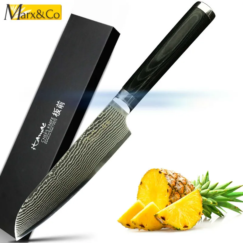 Кухонный нож Santoku суши шеф повар 5 дюймов дамасский 67 слоев VG10 японские ножи из