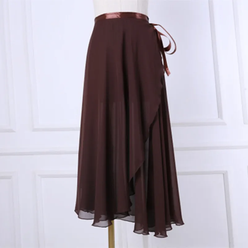 

Chiffon Elastic Ballet Dance Skirt For Girl Adult Women Solid Color Ballet Long Skirt Tutu Ballerina Gymnastics Leotard Practice