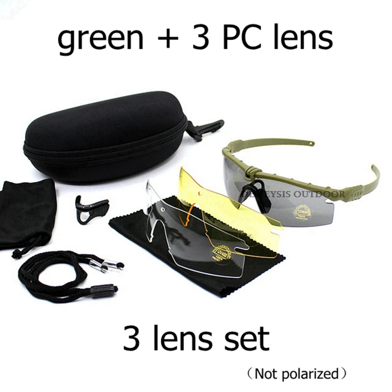Великолепное качество, тактические поляризационные очки, армейские очки, очки для стрельбы, очки для мужчин, спортивные солнцезащитные очки для Wargame - Цвет: no polarized green