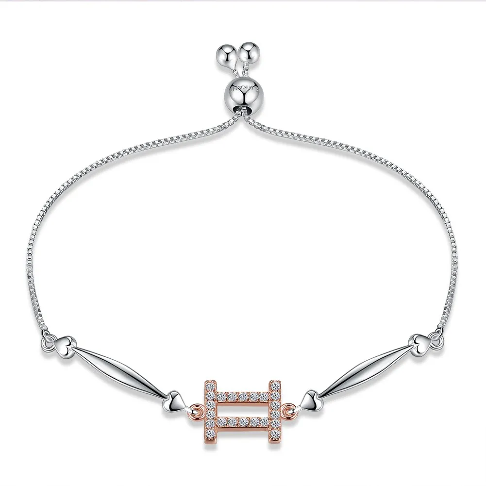 

SILVERHOO 925 Sterling Silver 12 Constellation Sterling Silver Bracelet Gemini Fashion Bracelets for Female Bracelets