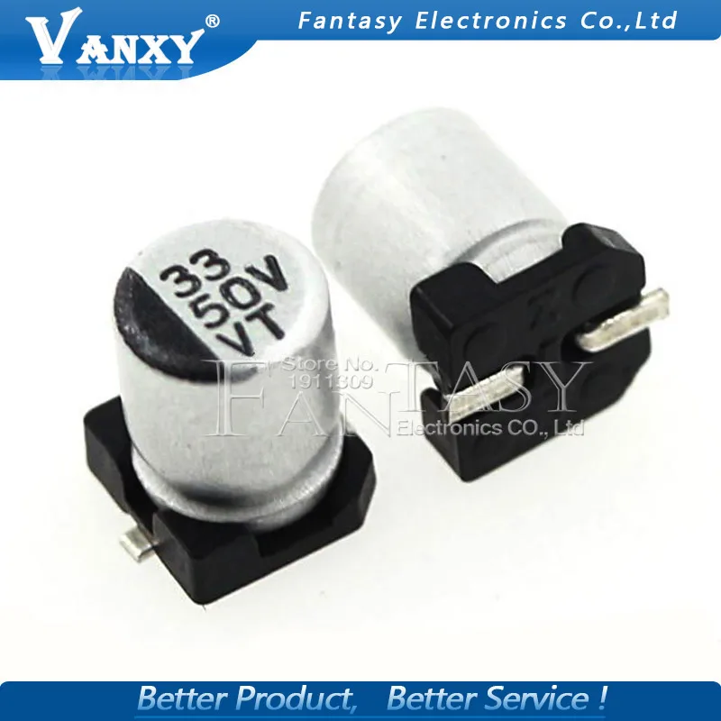 

10PCS Electrolytic capacitor 50V33UF 6.3*7.7mm SMD aluminum electrolytic capacitor 33uf 50v