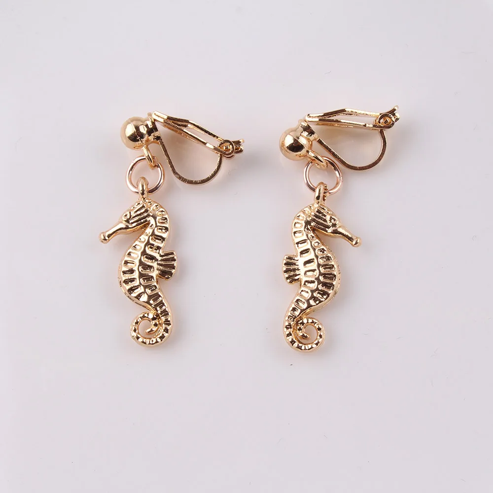 alloy Owl hippo No Ear Hole Earring Gold-color Geometric Clip Earrings for Girl