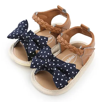 Semelle souple PU bébé filles toile bow premiers marcheurs chaussures mode été Prewalkers premier marcheur bambin mocassins