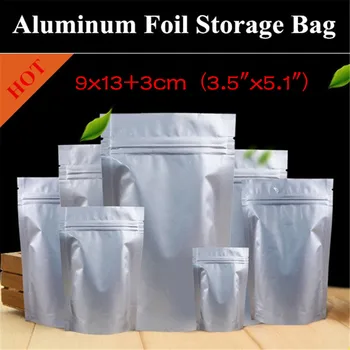 

100pcs 9x13+3cm (3.5"x5.1") 280micron Aluminum Foil Stand up Ziplock Bag Self-sealed Grease-proof Food Packaging/Storage Bag