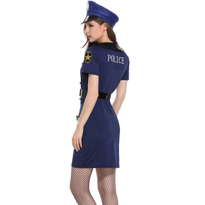 Female Sexy Cosplay Party Wear Police Costume Outfit Cop Fancy Dress with Hat Handcuff  Role Play Police Costumes for Women (5)