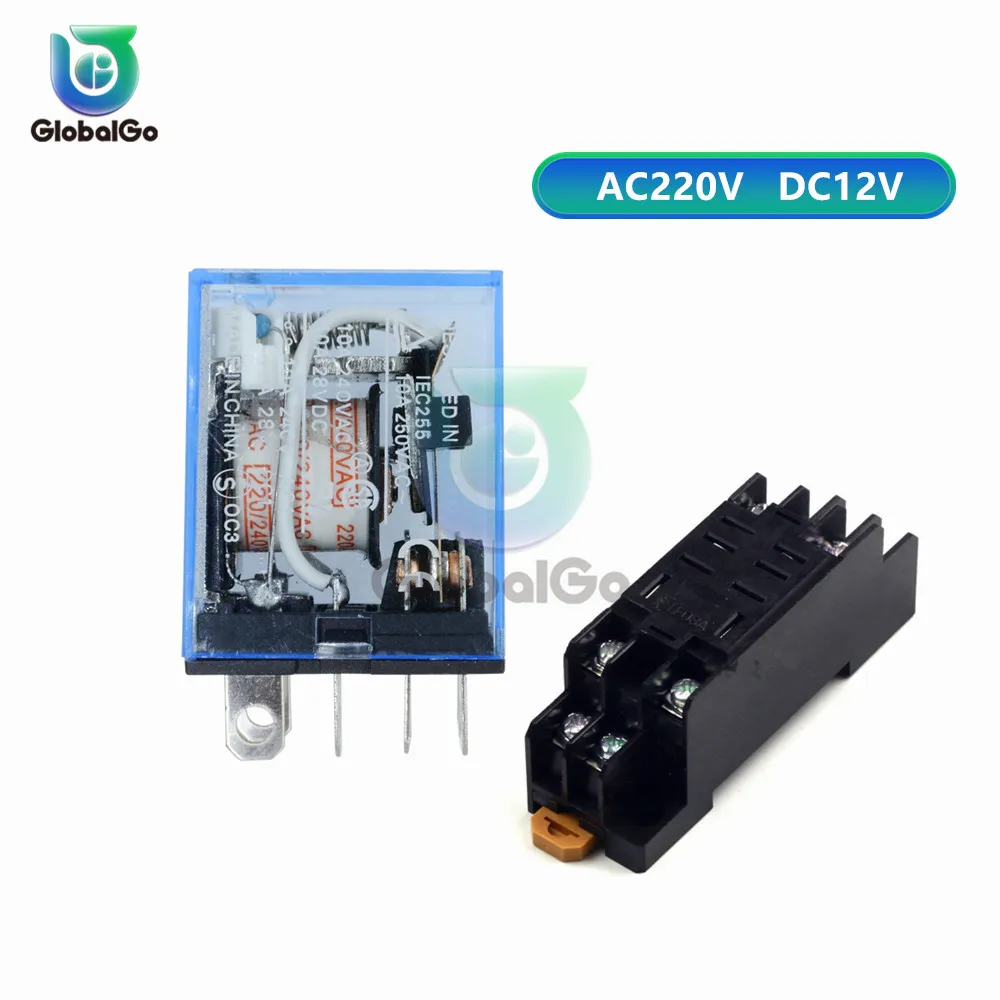 DC 12 V AC 220 V 10A 8PIN триггерный релейный модуль Мощность реле розеточный разъём LY2NJ HH62P электронная Микро Мини электромагнитное реле