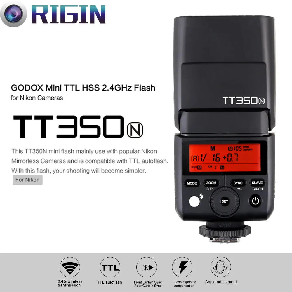 

Godox Mini Thinklite i-TTL TT350N Camera Flash High Speed 1/8000s GN36 For Nikon Digital Camera