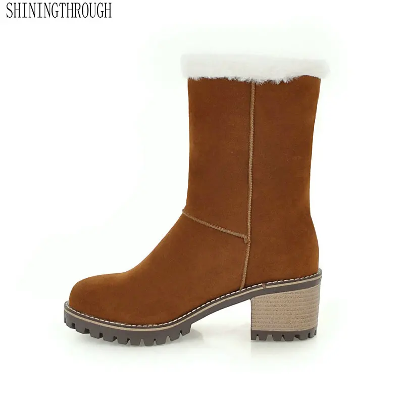 

2019 women fashion sweet ankle snow boots to keep warm in winter women shoes 5cm med heel casual party shoes large size 34-43