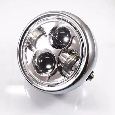 

Chrome Motorcycle LED Projector Daymaker HeadLight Cafe Racer Bobber Scrambler