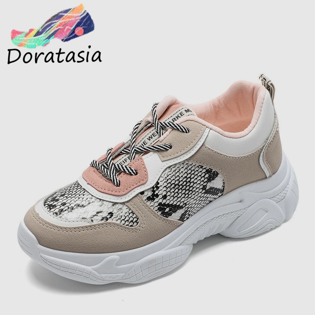 

DORATASIA New Hot Sale Snake Vein Platform Sneakers Women 2019 Spring Autumn Dropship Dad Shoes Fashion Women Tennis Shoes Woman