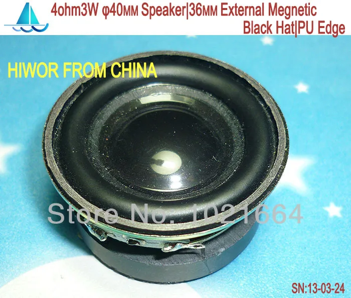 (2pcs/lot)(Acoustic|Speaker) 4ohm 3W 40MM  Speaker  36MM External Magnetic Black hat PU Edge