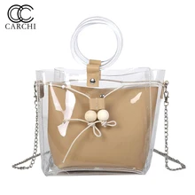 CARCHI летняя прозрачная Пляжная сумка для женщин пластиковые сумки цепи желе силиконовая круглая ручка шнурок прозрачный ПВХ сумка