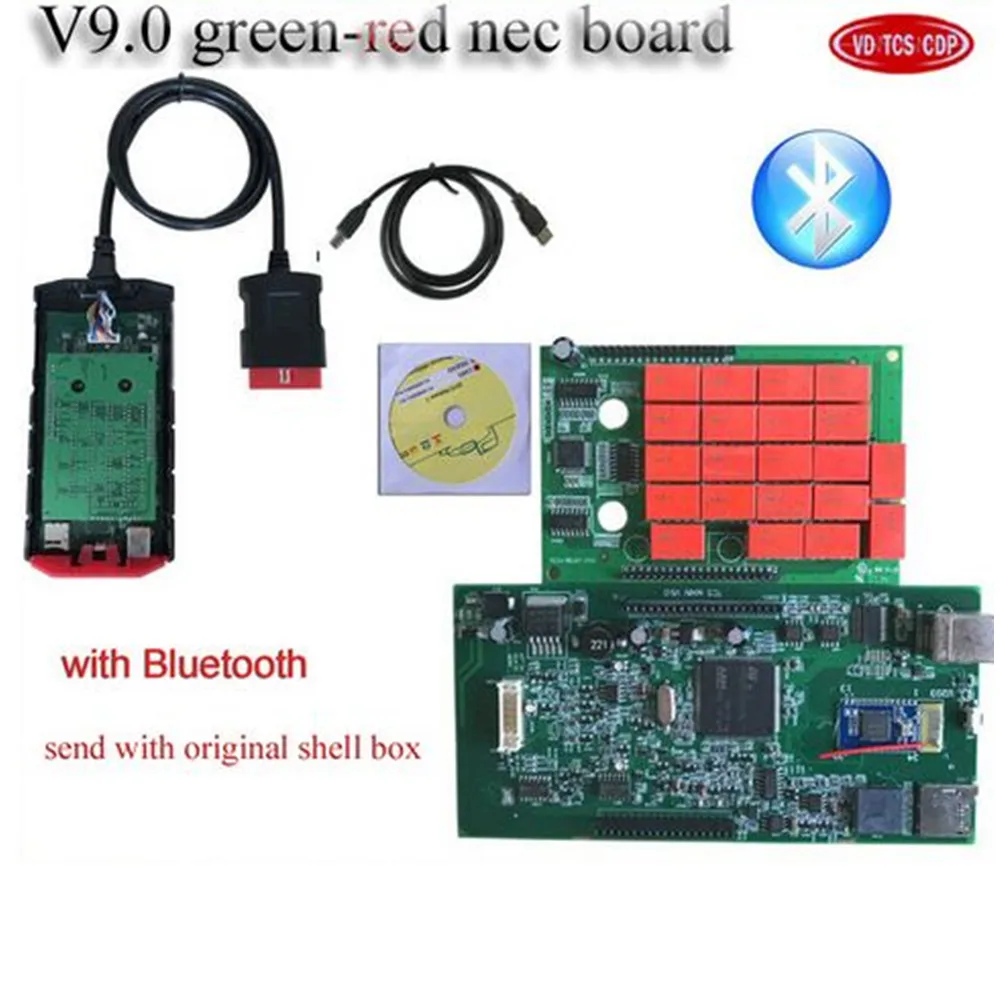 

Best price 4pcs/lot v9.0 nec relays VD TCS CDP Pro Plus with Bluetooth OBD2 diagnostic tool for car and trucks DHL free ship
