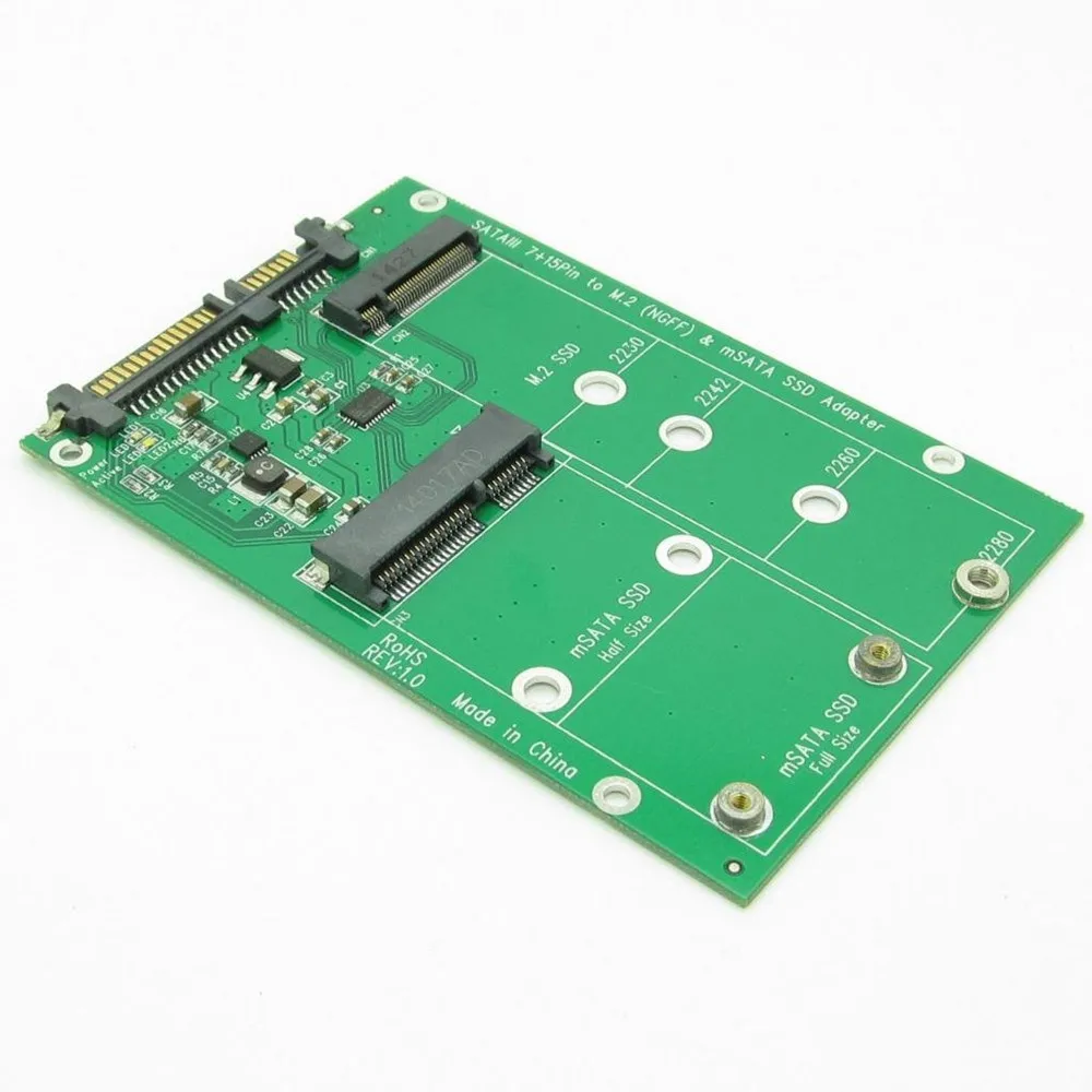 Адаптер 2 в 1 M.2 NGFF или mSATA SATA 3 0 карта конвертера с поддержкой Mini на основе B Key 2230 2242
