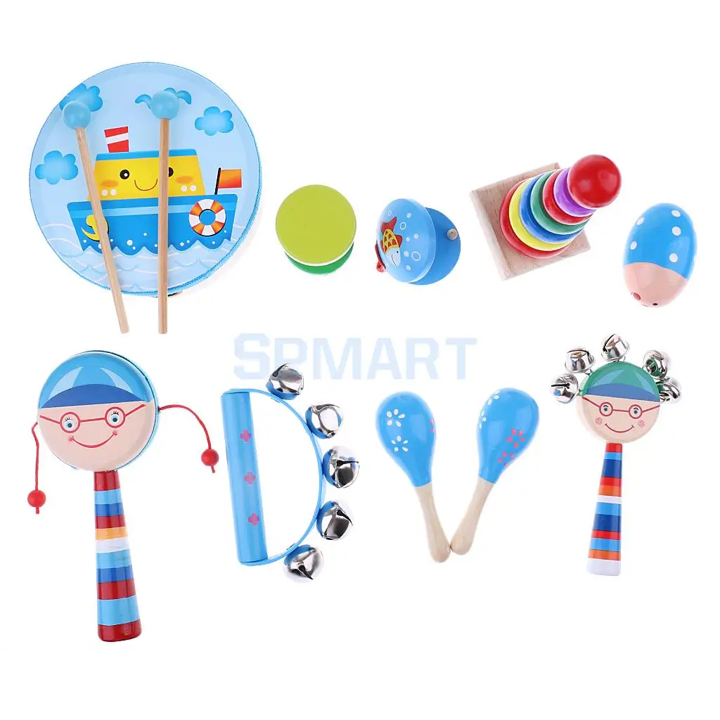 Orff World Percussion Musical Instruments Handbell Tambourine Kit Kids Music Band Rhythm Kit Early Learning Educational Toys