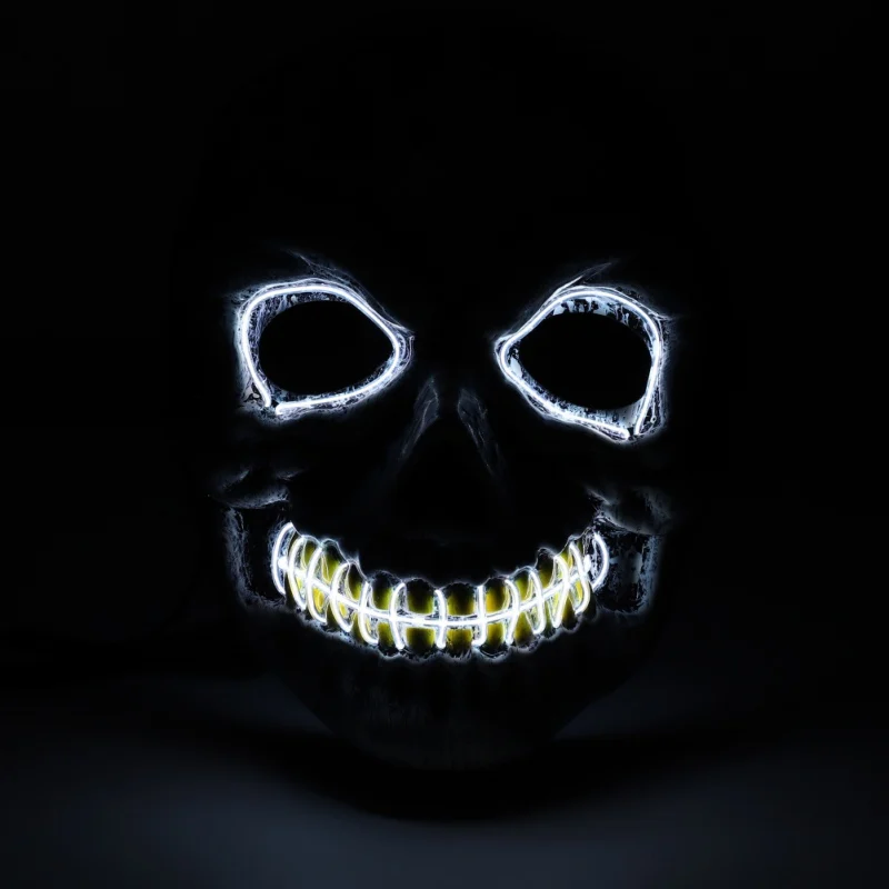 Светодиодные маски Хэллоуин вечерние маскарадные маски неоновые маски светильник реквизиты дом с привидениями украшение бутафория для маскарада маска - Цвет: W