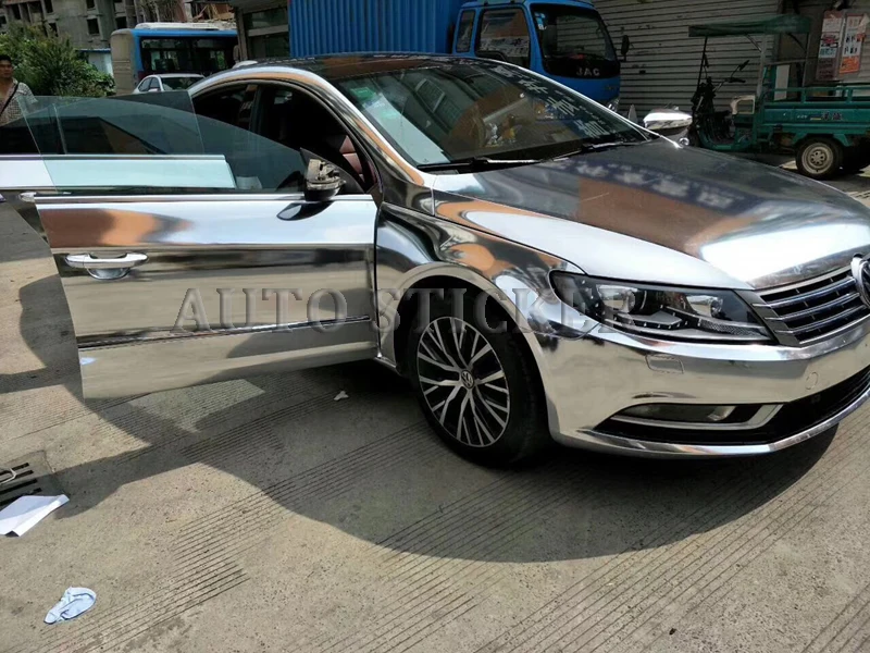 silver mirror film car wraps 11