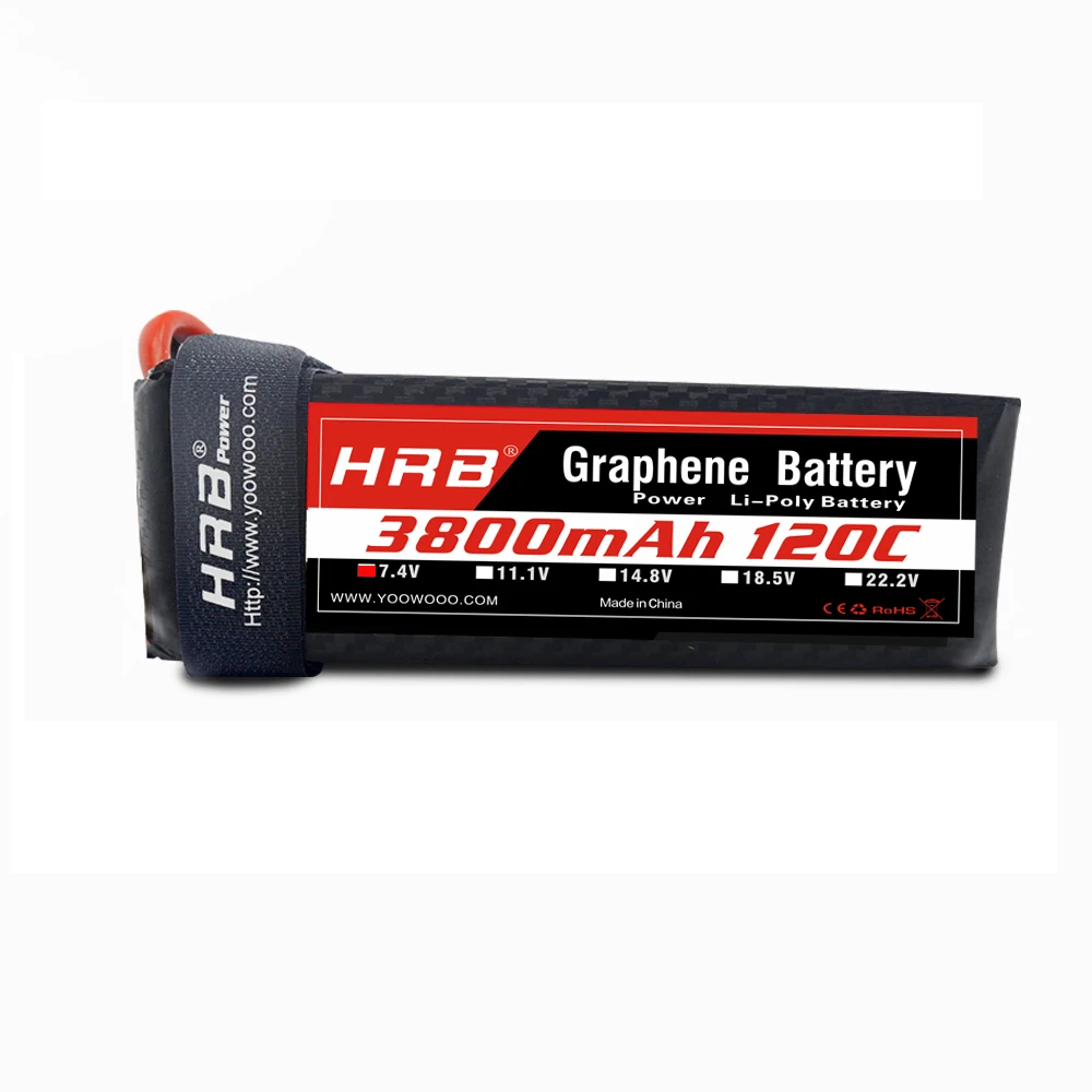 HRB Lipo 2S 3S 4S 5S 6S 3800mah 7,4 V 11,1 V 14,8 V 18,5 V 22,2 V графеновая батарея 120C 240C с высокой разрядностью для радиоуправляемого автомобиля вертолета