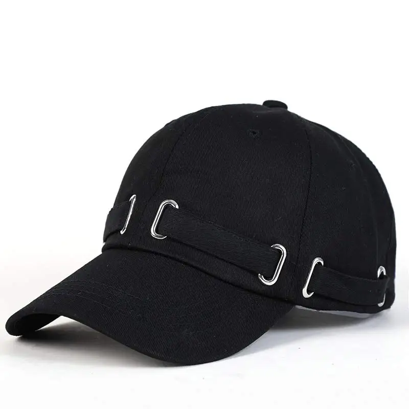 Модные петли хип хоп Бейсбол кепки для мужчин женщин сплошной цвет 6 Панель изогнутый край хлопок шляпа черный, белый, бежевый