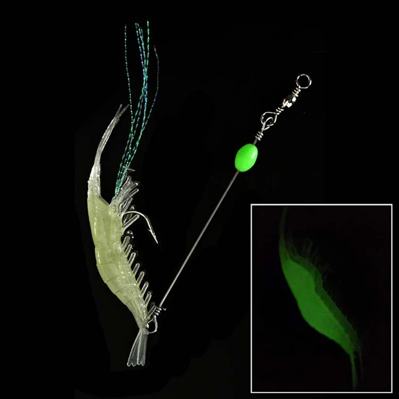 

Hot Sale Shrimp Soft Lure 9cm Fishing Artificial Bait Soft Fishing Lure Luminous Hook Bead Anzois Para Pesca Sabiki Rigs 1Pc