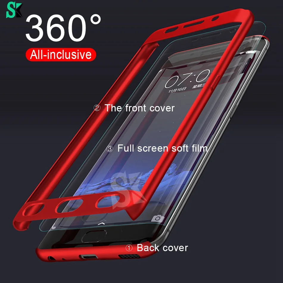 SK Luxury 360 Full Degree Cover Phone Case For Samsung S7 Edge Anti-falling reject fingerprint |