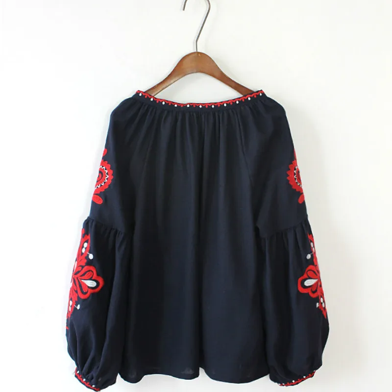 Cheshanf Ethnic Embroidery Floral Blouse Ladies Long Sleeve Women Shirts Female 2017 Vintage Tassel Lace Up Collar Blusa Mujer Cheshanf Ethnic Embroidery Floral Blouse Ladies Long Sleeve Women Shirts Female 2017 Vintage Tassel Lace Up Collar Blusa Mujer