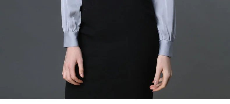 Женская шелковая рубашка, 94% натуральный шелк, 6% спандекс, стоячий воротник, Офисная Женская рубашка, осень зима, новая рубашка, плюс размер 4XL