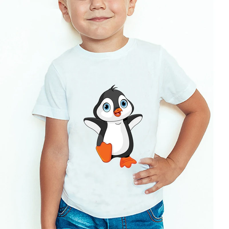 

New 2019 cartoon cute print penguin son daughter T-shirt infant baby universal summer wear boys girls children children Tee